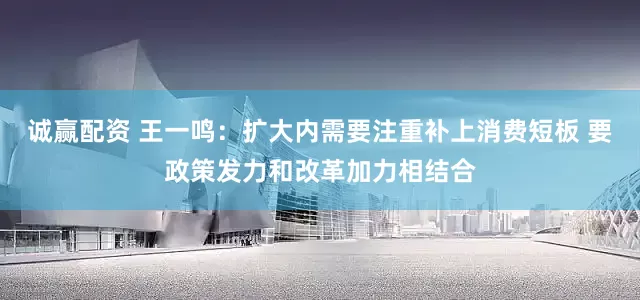 诚赢配资 王一鸣：扩大内需要注重补上消费短板 要政策发力和改革加力相结合